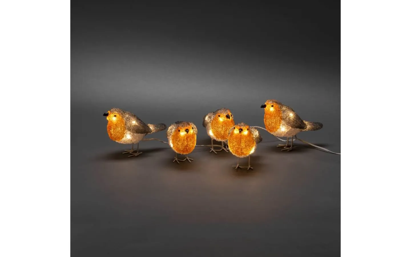 Konstsmide Ljusslinga Rödhakar 4m Varmvita LED IP44* Julpynt Utomhus|Utomhusdekorationer