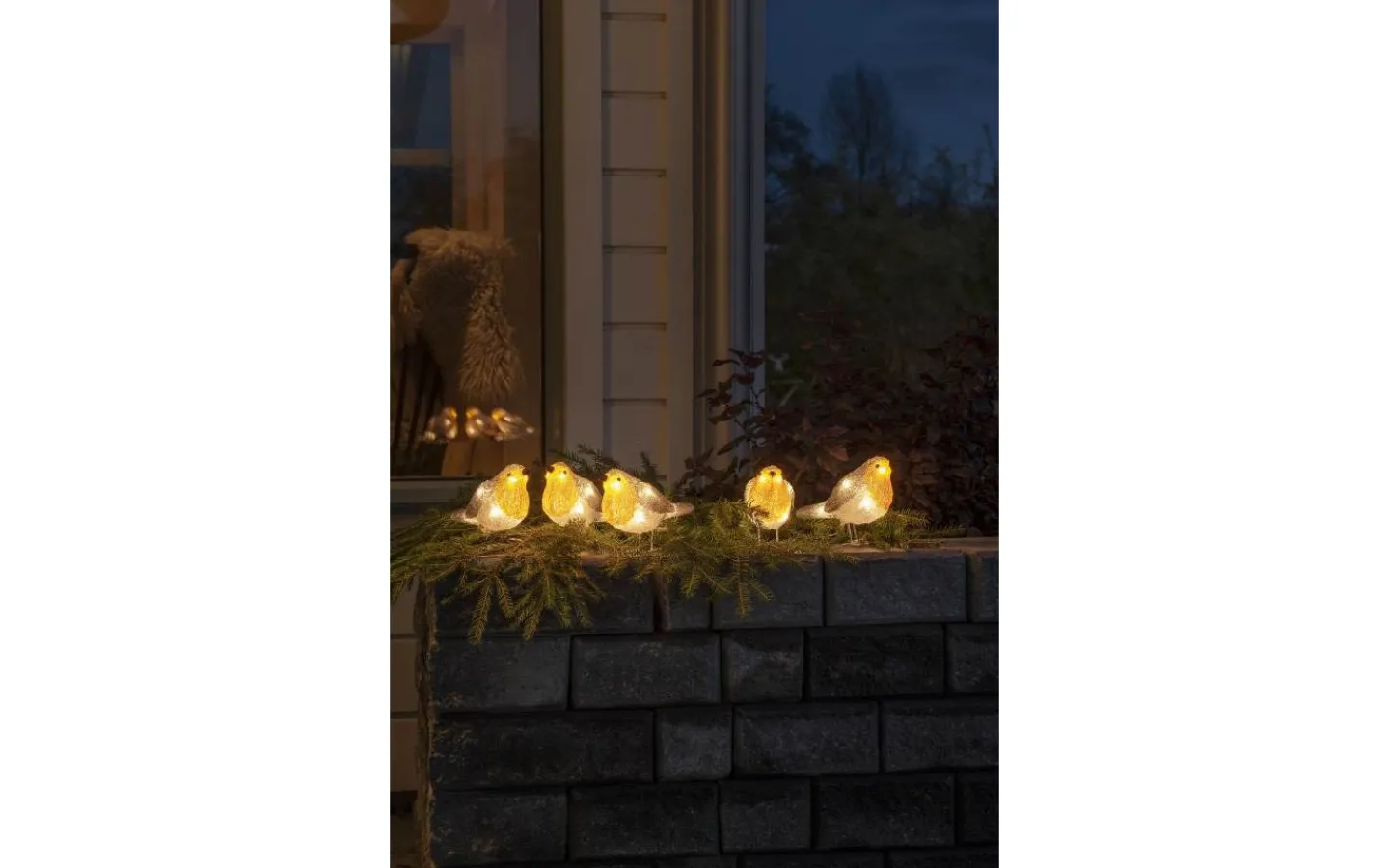 Konstsmide Ljusslinga Rödhakar 4m Varmvita LED IP44* Julpynt Utomhus|Utomhusdekorationer