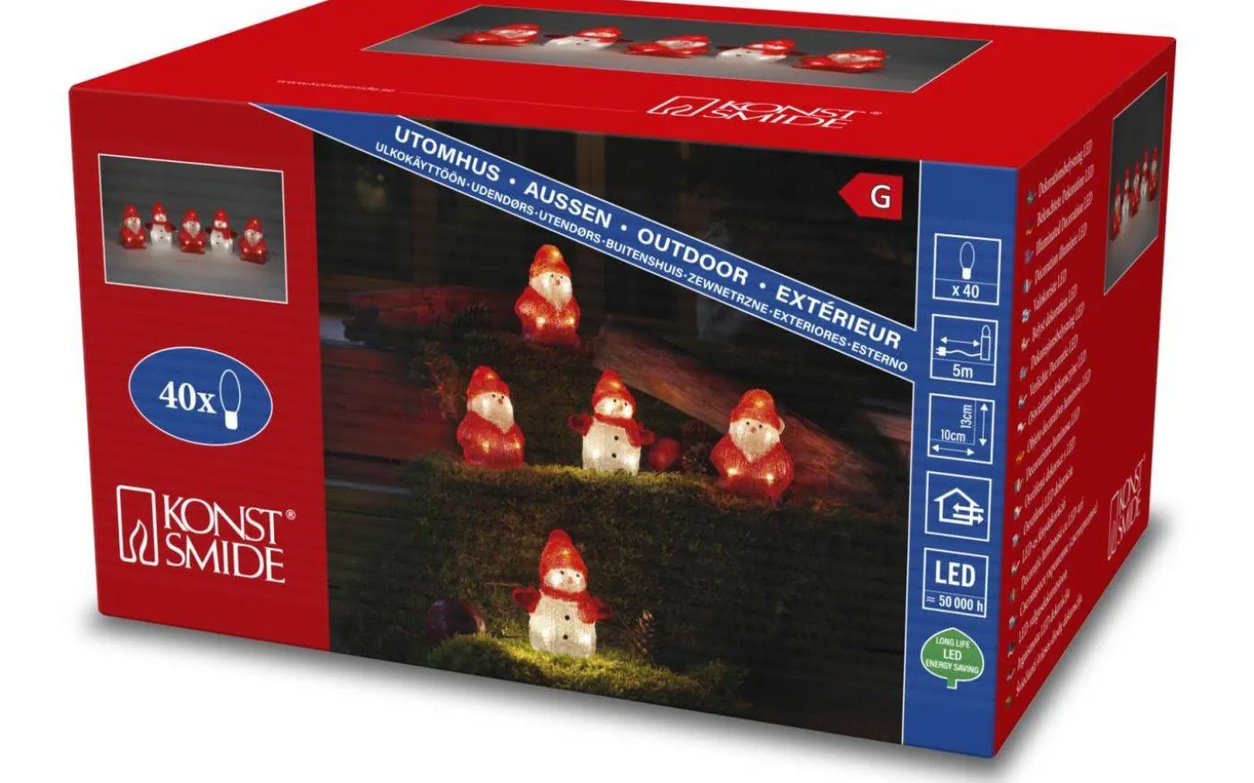 Ljusslinga Snögubbar& Tomtar 5-Pack IP44