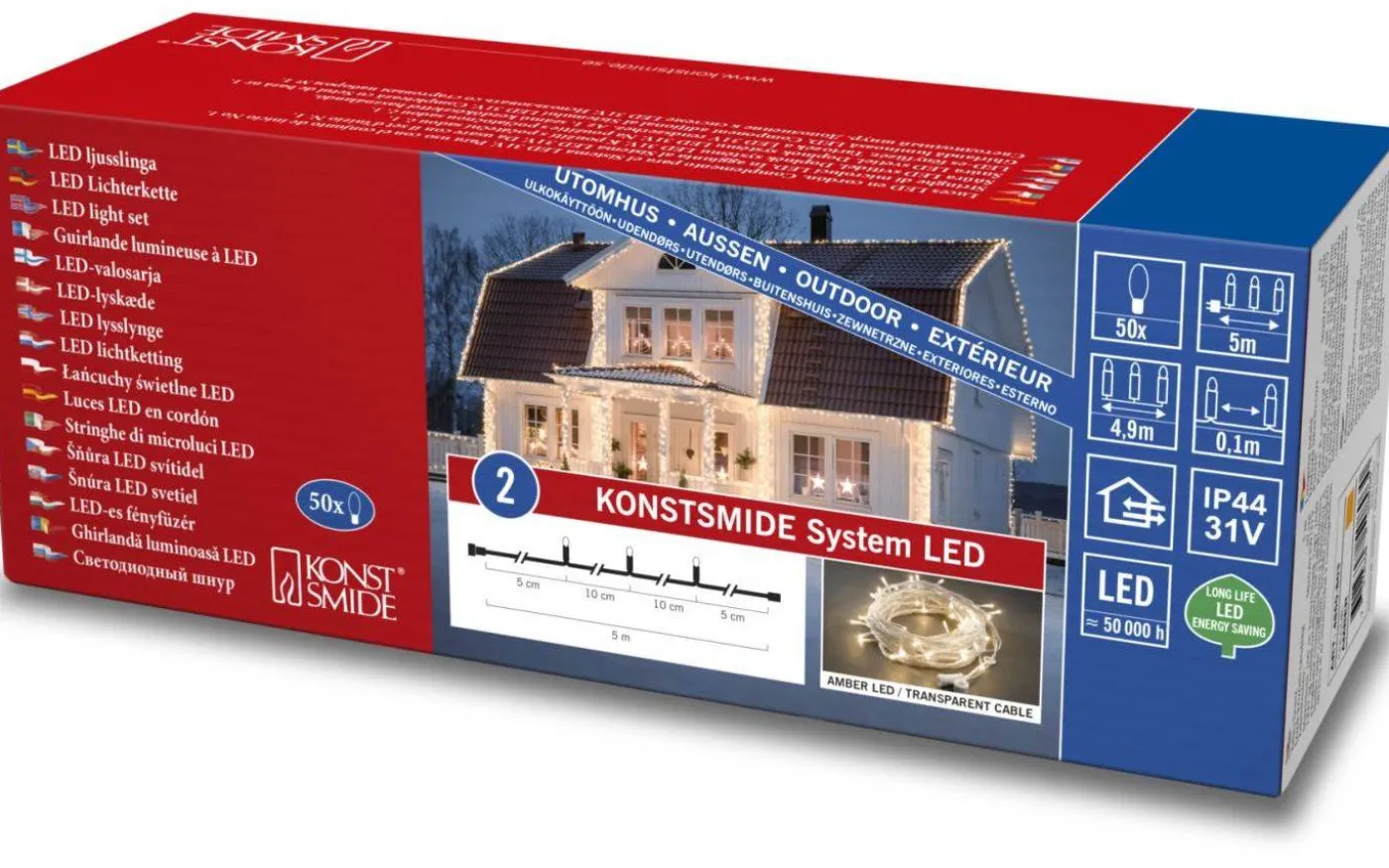 Ljusslinga System LED 31V 4,9m Amber, Transparent IP44