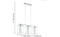 Avlånga Taklampor<Eglo Loncino 1 Taklampa 75cm Krom
