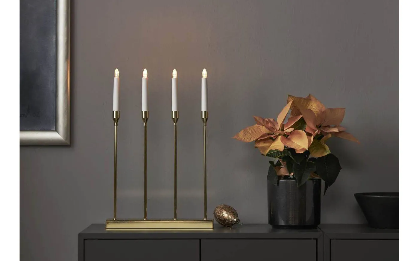 Lottie Batteridriven Adventsljusstake 48cm Mässing