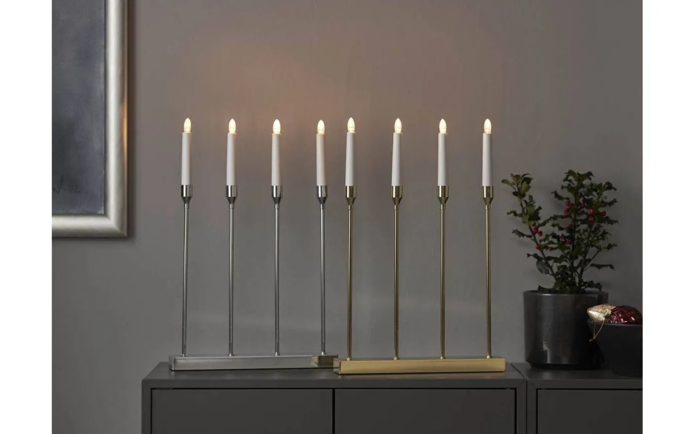 Lottie Batteridriven Adventsljusstake 48cm Mässing