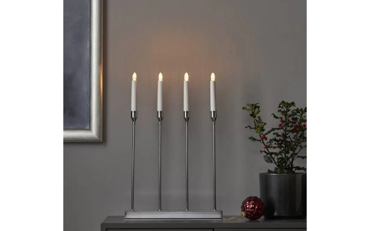 Star Trading Lottie Batteridriven Adventsljusstake 48cm Krom* Batteridrivna Adventsljusstakar|Visa Alla Adventsljusstakar