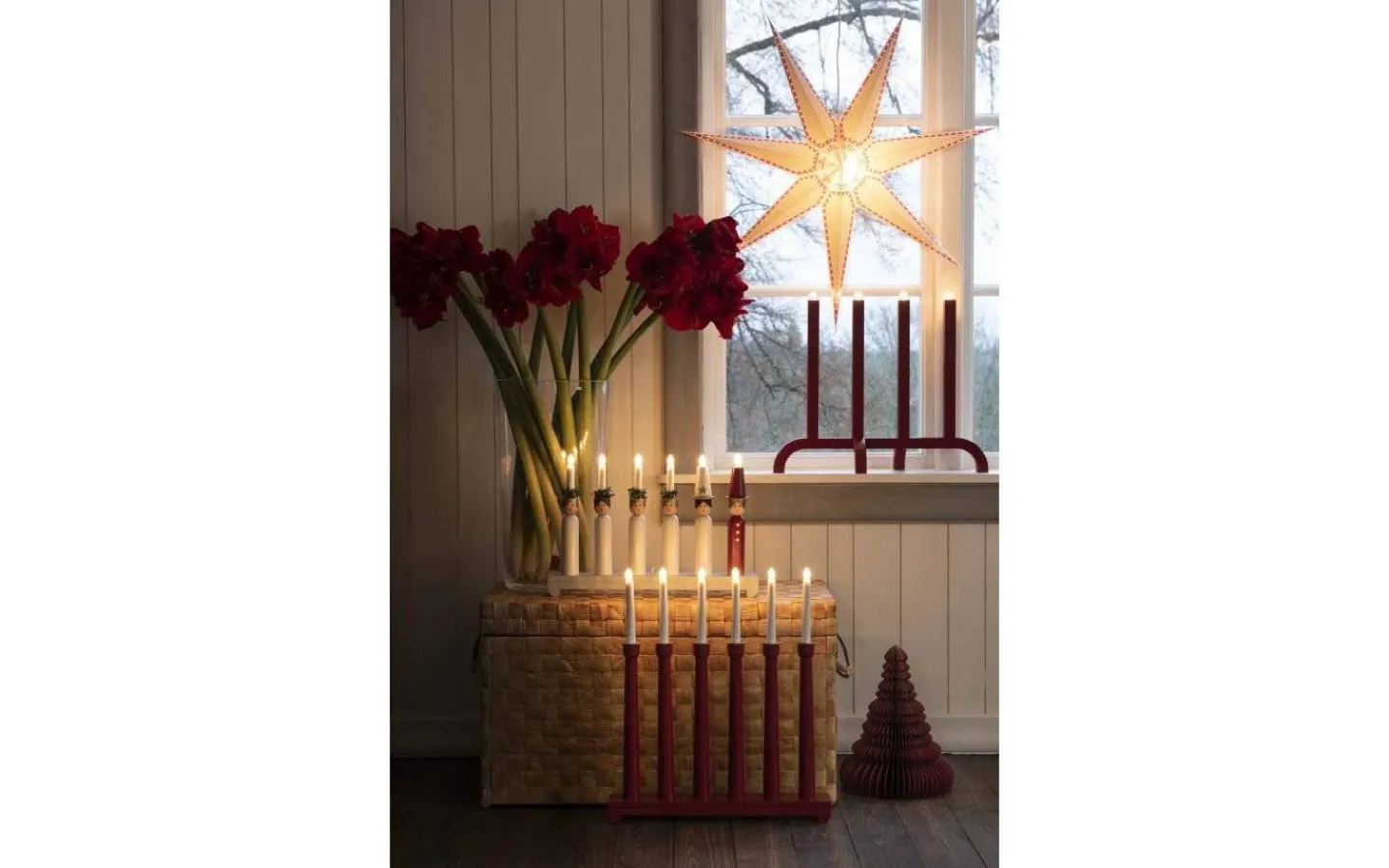 Konstsmide Lovis Adventsljusstake 6L 50cm Röd* Visa Alla Adventsljusstakar|Adventsljusstakar 31-60 Cm