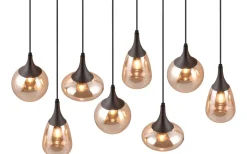 Avlånga Taklampor<Trio Lighting Lumina Takpendel 8-delad E14 matt svart/bärnsten