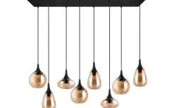 Avlånga Taklampor<Trio Lighting Lumina Takpendel 8-delad E14 matt svart/bärnsten