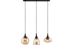 Trio Lighting Lumina Takpendel 3-delad E14 matt svart/bärnsten* Avlånga Taklampor