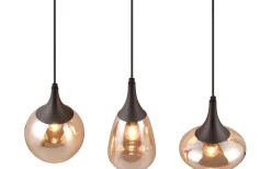 Trio Lighting Lumina Takpendel 3-delad E14 matt svart/bärnsten* Avlånga Taklampor