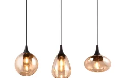 Trio Lighting Lumina Takpendel 3-delad E14 matt svart/bärnsten* Avlånga Taklampor