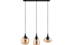 Trio Lighting Lumina Takpendel 3-delad E14 matt svart/bärnsten* Avlånga Taklampor