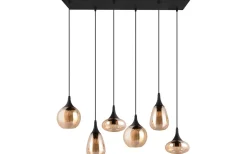 Avlånga Taklampor<Trio Lighting Lumina Takpendel 6-delad E14 matt svart/bärnsten