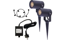 Lightson Luna Markspotlight Mörkgrå LED 3000K 350lm 5W 2-Pack* Lightson Garden Plug & Play