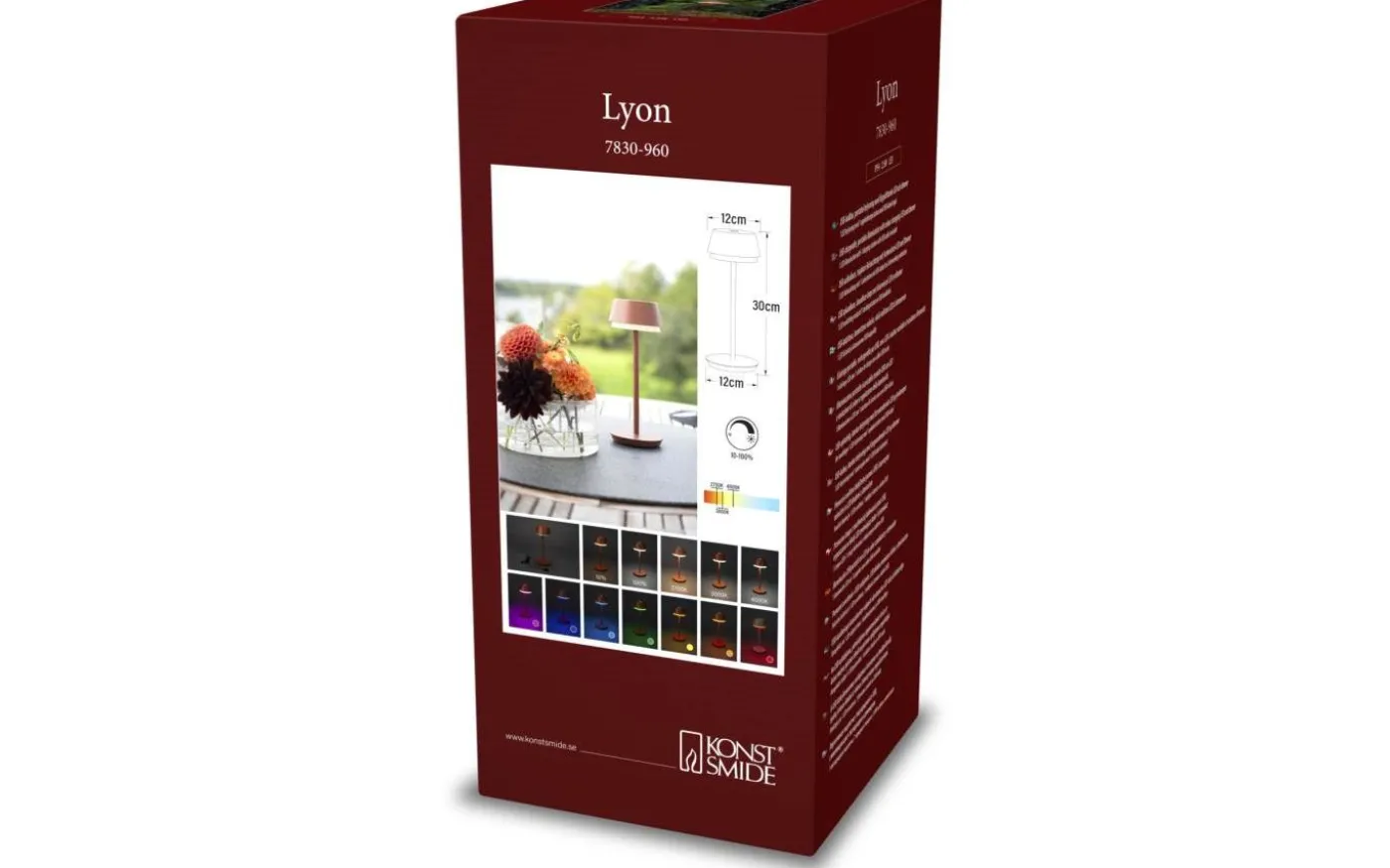 Lyon Uppladdningsbar Bordslampa LED CCT+RGB 30cm Teracotta IP54