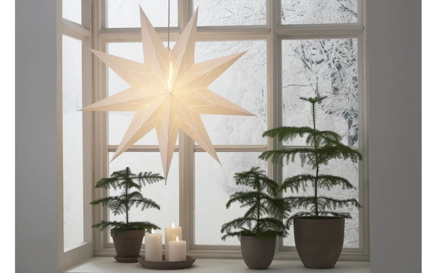 Lysa Julstjärna 80cm Vit