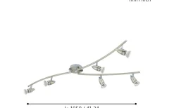 Eglo Magnum Takspotlight 105cm GU10 LED 3000K 6x2,8W Nickel* Avlånga Takspotlights|Takspot Med Minst 4 Lampor