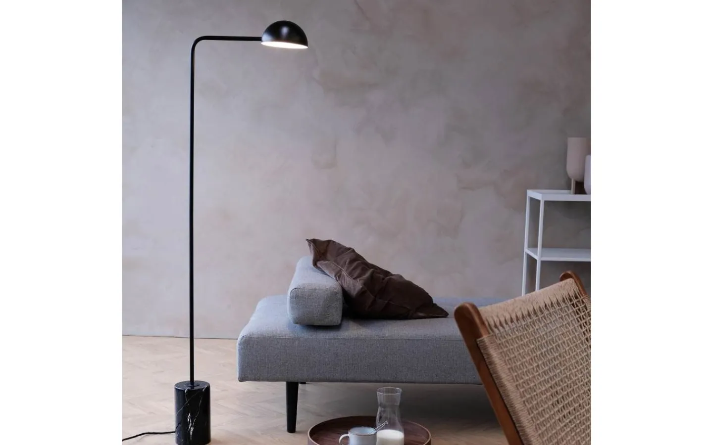 Dyberg Larsen Marble Golvlampa 145cm Marmorfot Svart* Golvlampor|Golvläslampor