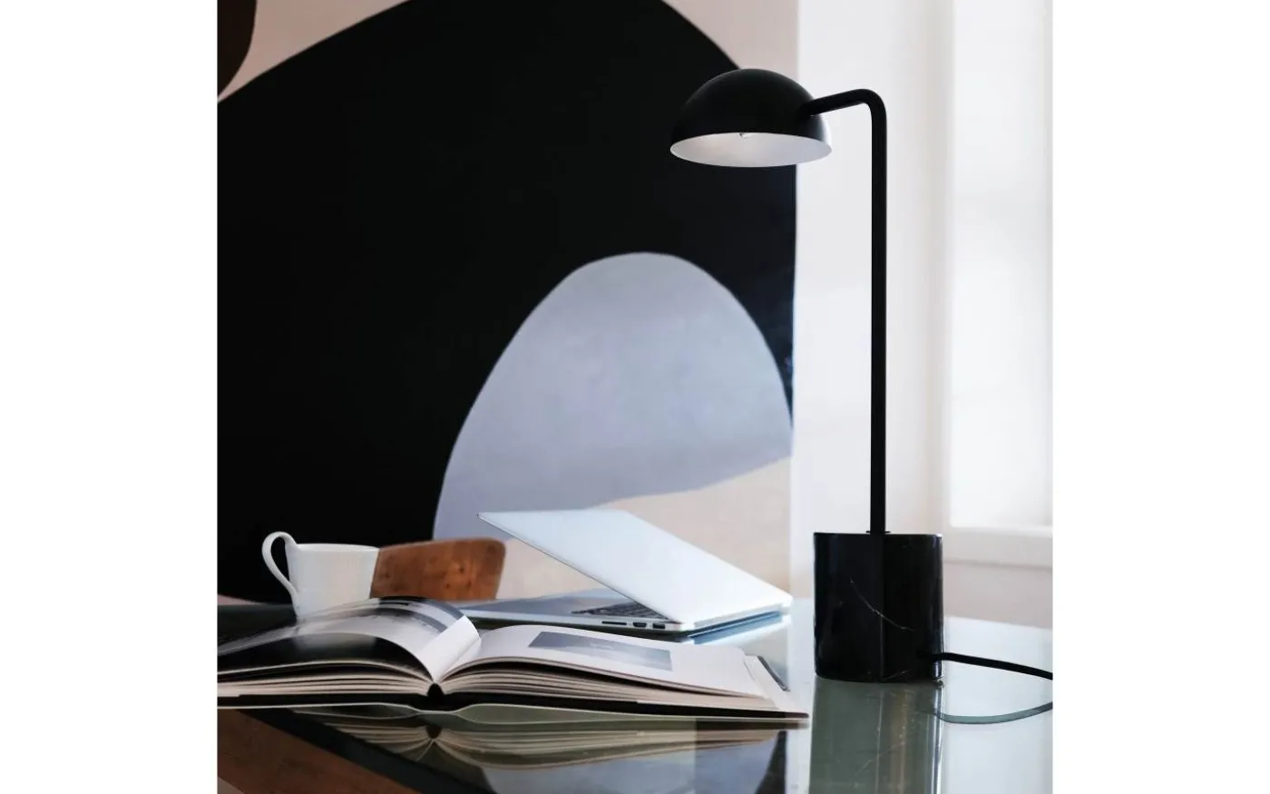 Marble Skrivbordslampa 50cm Svart/Marmor