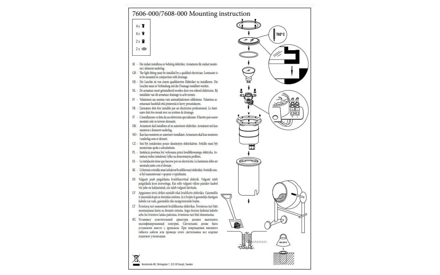 Markbelysning<Konstsmide Markspot 230V GU10 Rund Rostfri IP65