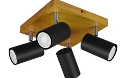 Takspot Med Minst 4 Lampor<Trio Lighting Marley Spotlight 4-delad GU10 matt svart/trä