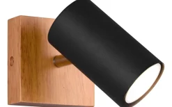 Läslampor<Trio Lighting Marley Spotlight GU10 matt svart/trä