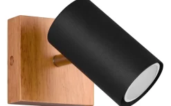 Läslampor<Trio Lighting Marley Spotlight GU10 matt svart/trä