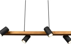 Avlånga Taklampor<Trio Lighting Marley Takpendel 4-delat 80cm GU10 matt svart/trä