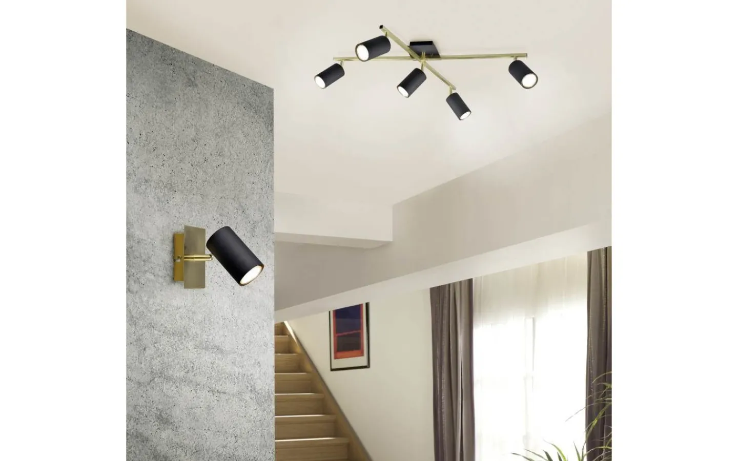 Trio Lighting Marley Takspotlight 5-delad GU10 svart/guld* Takspot Med Minst 4 Lampor