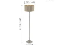 Eglo Maserlo Golvlampa 151cm Nickel/Taupe* Golvlampor