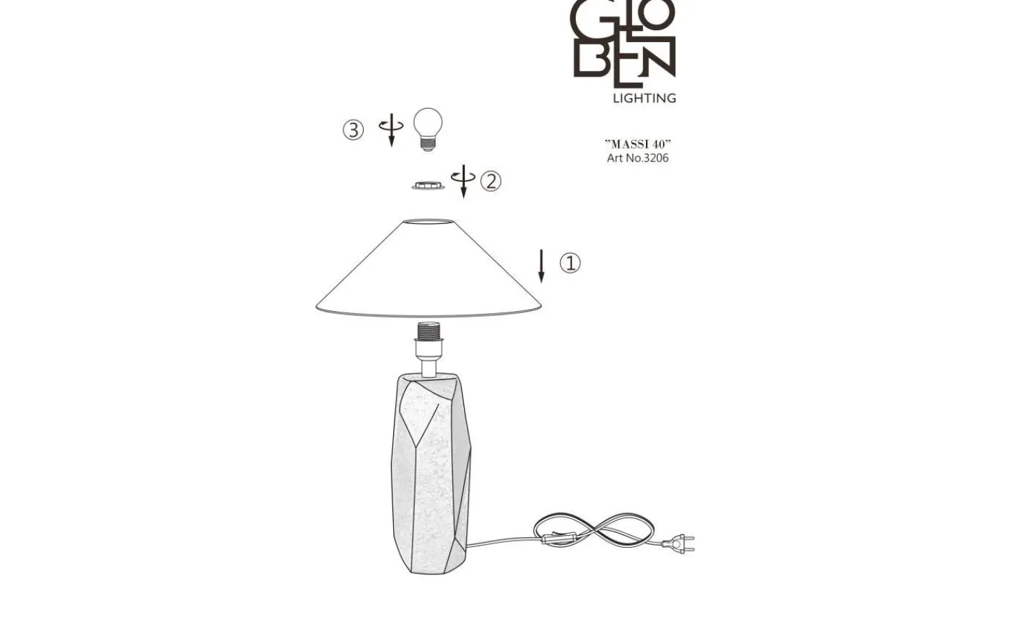 Vardagsrum|Sovrum<Globen Lighting Massi Bordslampa 56cm Svart/Vit