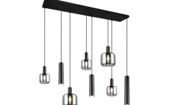 Trio Lighting Mataro Takpendel 8-delad mattsvart/förkromad* Avlånga Taklampor