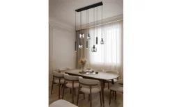 Trio Lighting Mataro Takpendel 8-delad mattsvart/förkromad* Avlånga Taklampor