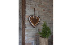 Star Trading Merry Batteridrivet Pepparkakshjärta Hängande 27cm Brun* Batteri Julpynt Inomhus