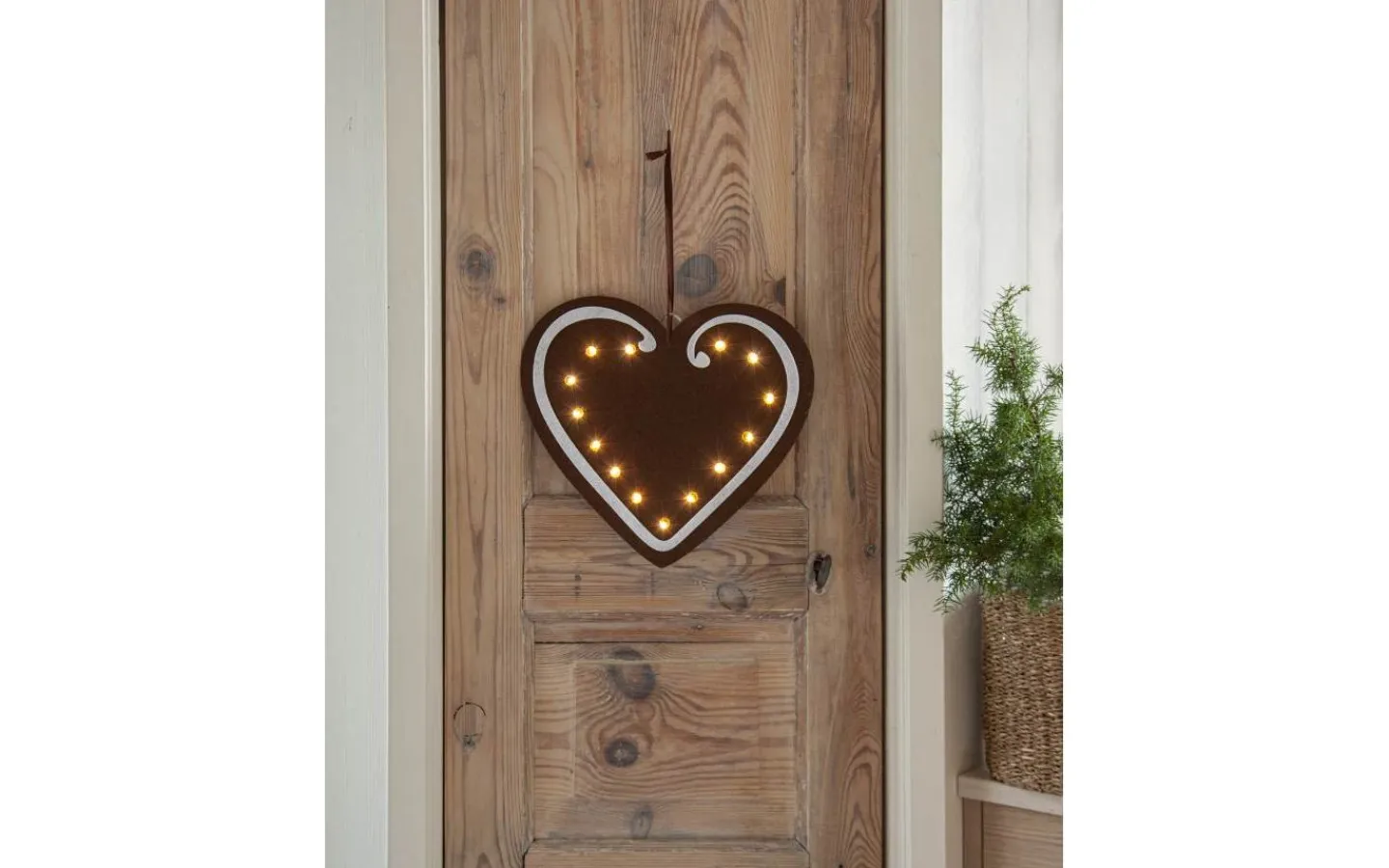 Star Trading Merry Batteridrivet Pepparkakshjärta Hängande 27cm Brun* Batteri Julpynt Inomhus