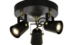 Runda Takspotlights|Takspot Med 3 Lampor<Aneta Metz Takspotlight 25cm 3L Svart/Matt Mässing