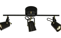 Aneta Metz Takspotlight 56cm 3L Svart/Matt Mässing* Avlånga Takspotlights|Takspot Med 3 Lampor