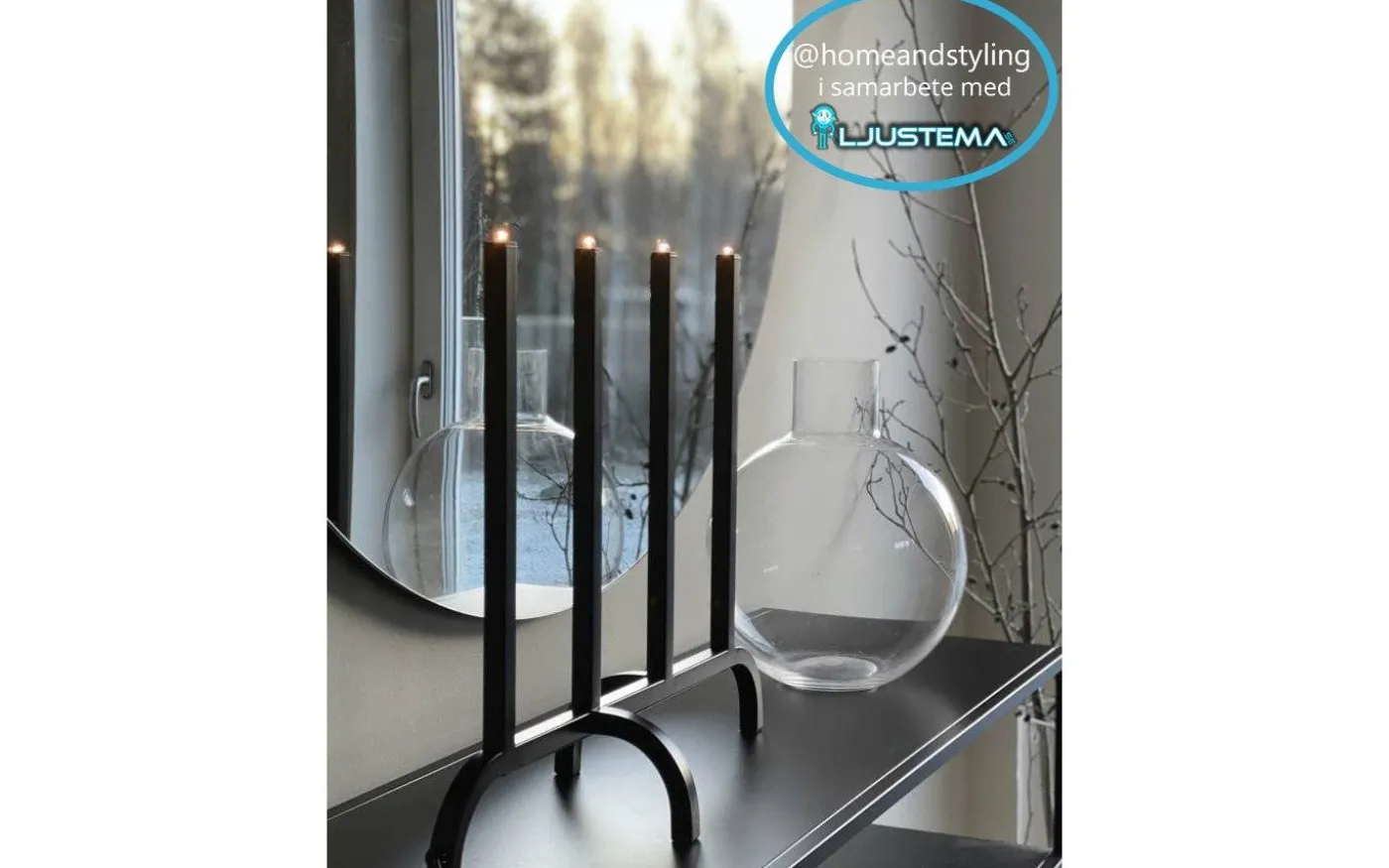 Mila Metall Adventsljusstake 4L 41cm Svart