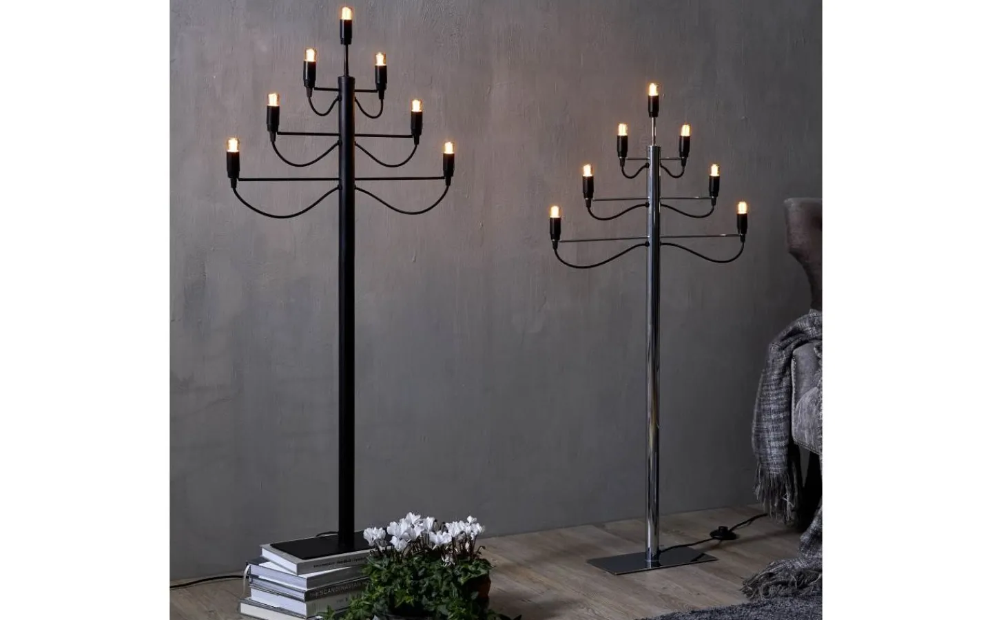 Star Trading Milano Golvljusstake 120cm Krom* Adventsljusstakar 61-120 Cm