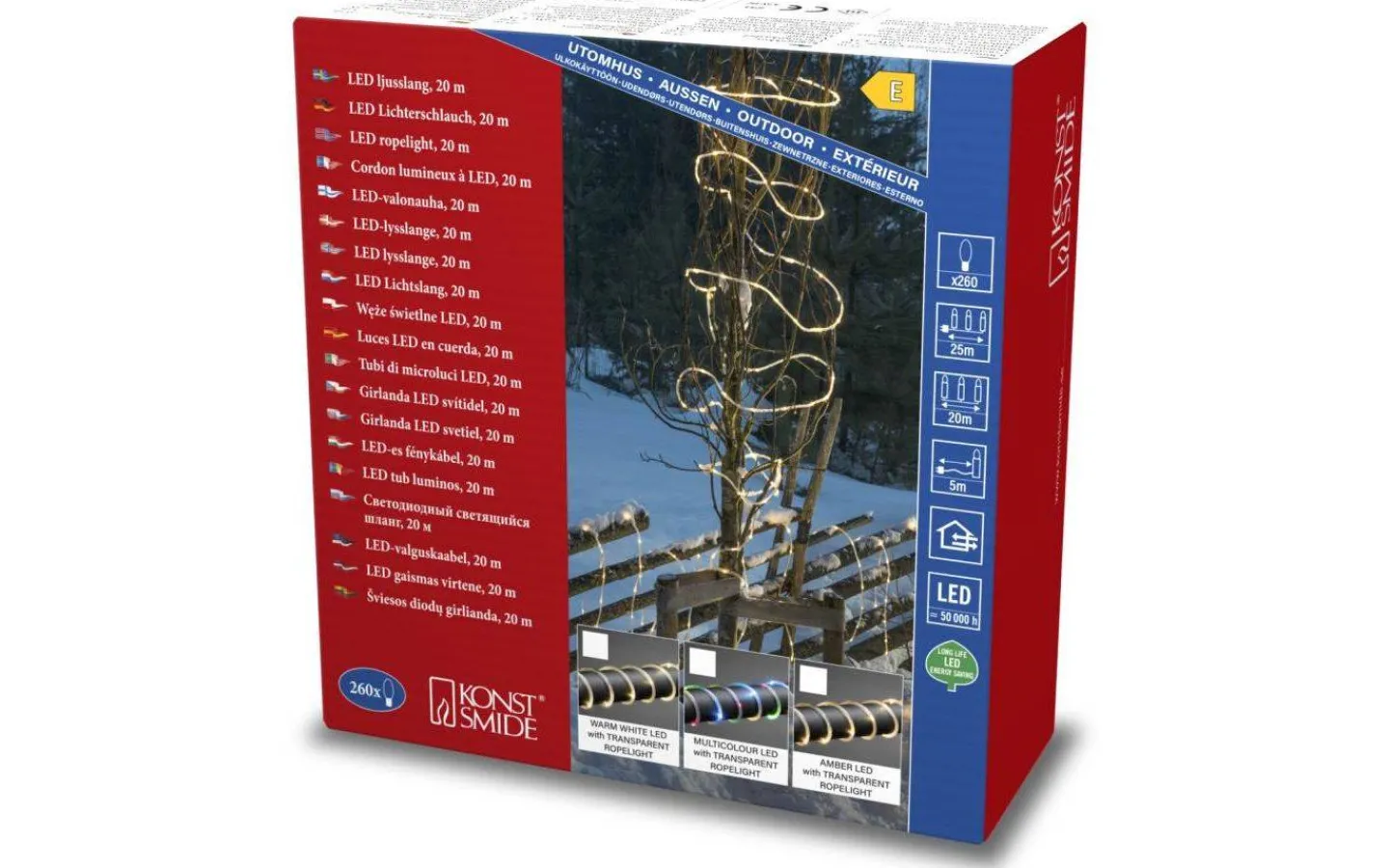 Utomhusdekorationer|Partyslingor Utomhus 230V<Konstsmide Mini Ljusslang 20m Varmvit IP44