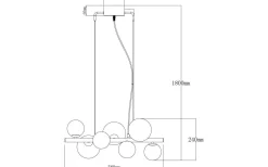 Molekyl Taklampa 58cm 7L Svart/Rök