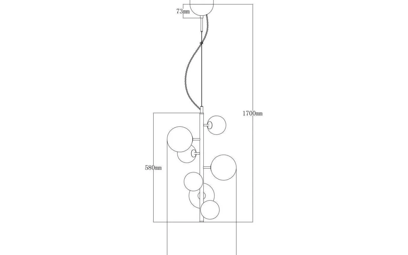 Molekyl Taklampa 7L 58cm Svart