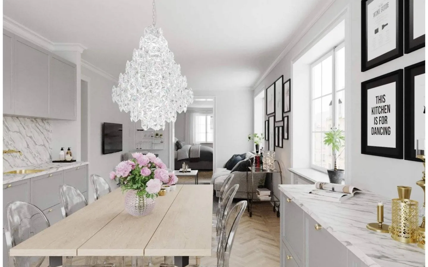 By Rydens Monarque Grande Taklampa 58cm Klar* Vardagsrum|Kristallampor