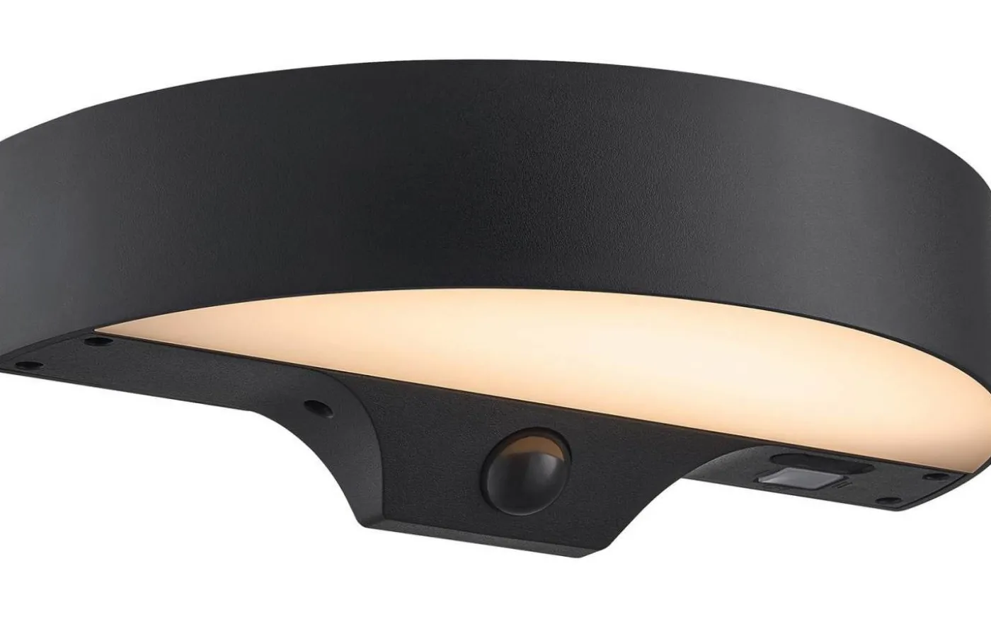 Monay Round Solcellslampa Sensor Vägglampa Svart IP44