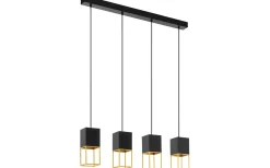 Eglo Montebaldo Taklampa 85cm GU10 LED 3000K 4x4,5W Svart/Guld* Avlånga Taklampor