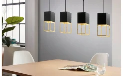 Eglo Montebaldo Taklampa 85cm GU10 LED 3000K 4x4,5W Svart/Guld* Avlånga Taklampor