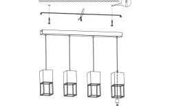 Eglo Montebaldo Taklampa 85cm GU10 LED 3000K 4x4,5W Svart/Guld* Avlånga Taklampor