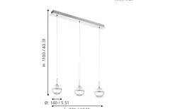 Avlånga Taklampor<Eglo Montefio Taklampa 87cm LED 3000K 3x5W Krom