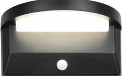 Moro hybrid solcellsdriven Vägglampa LED mattsvart uppladdningsbar rörelse- och skymningssensor 4000K IP44