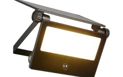 Moura solcellsdriven Vägglampa LED 17x20cm mattsvart rörelsesensor IP54