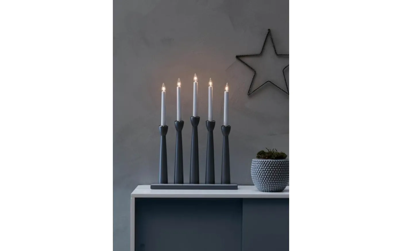 Måseskär Adventsljusstake 5L 49cm Grå